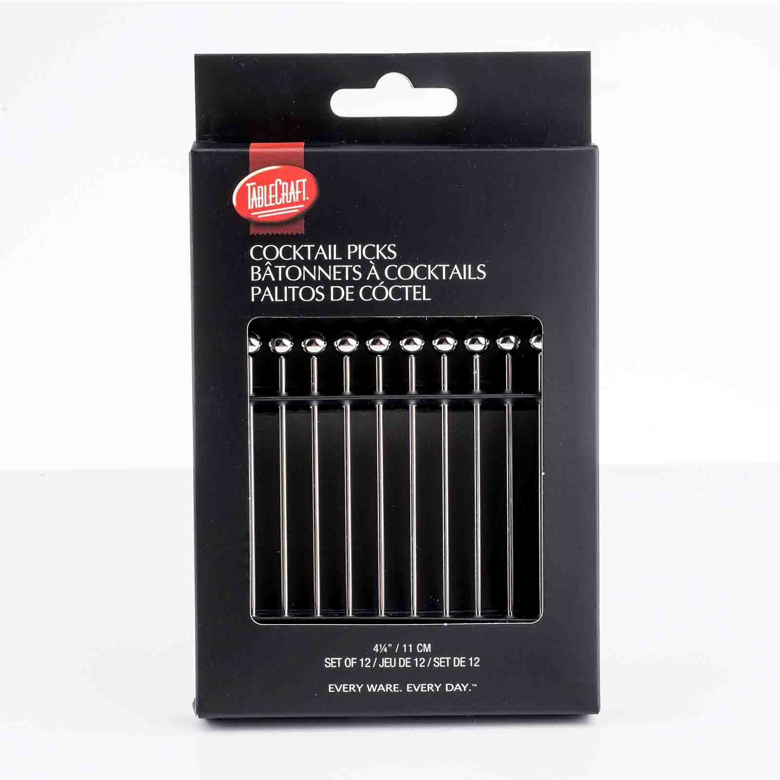 TableCraft Stainless Steel Cocktail Picks (Set of 12)