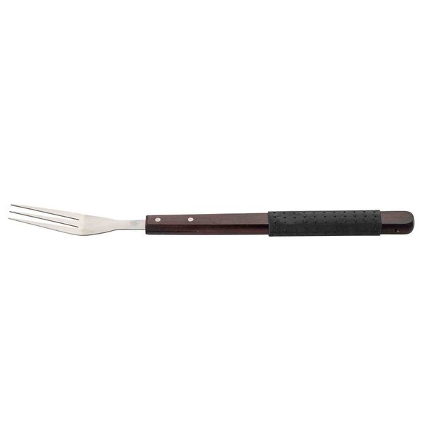 Two Line Fork Wood Handle Grilling 2-Tined Fork with Soft Grip