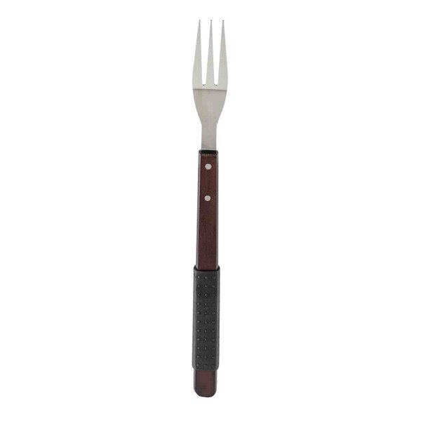 Two Line Fork Wood Handle Grilling 2-Tined Fork with Soft Grip