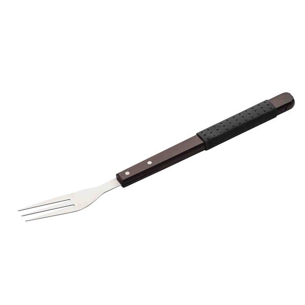 Two Line Fork Wood Handle Grilling 2-Tined Fork with Soft Grip
