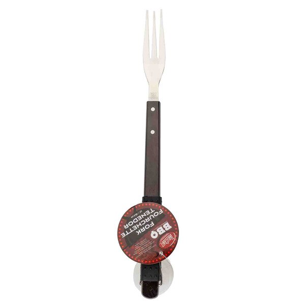 Two Line Fork Wood Handle Grilling 2-Tined Fork with Soft Grip