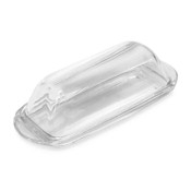 clear glass butter dish